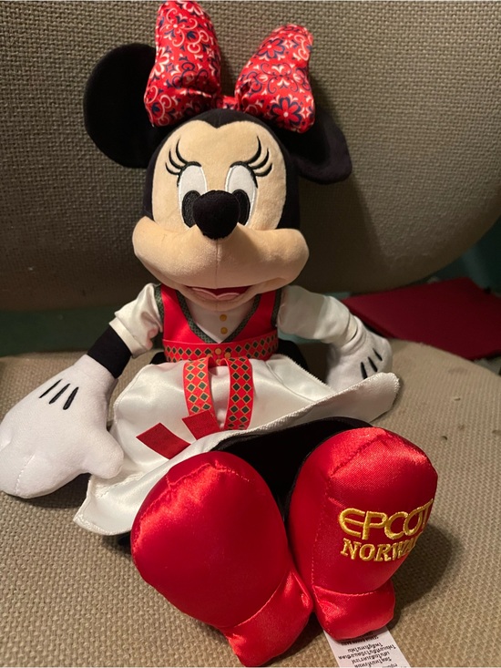 Disney Other - Disney Minnie Mouse Red, White & Black Norway Outfit Plush